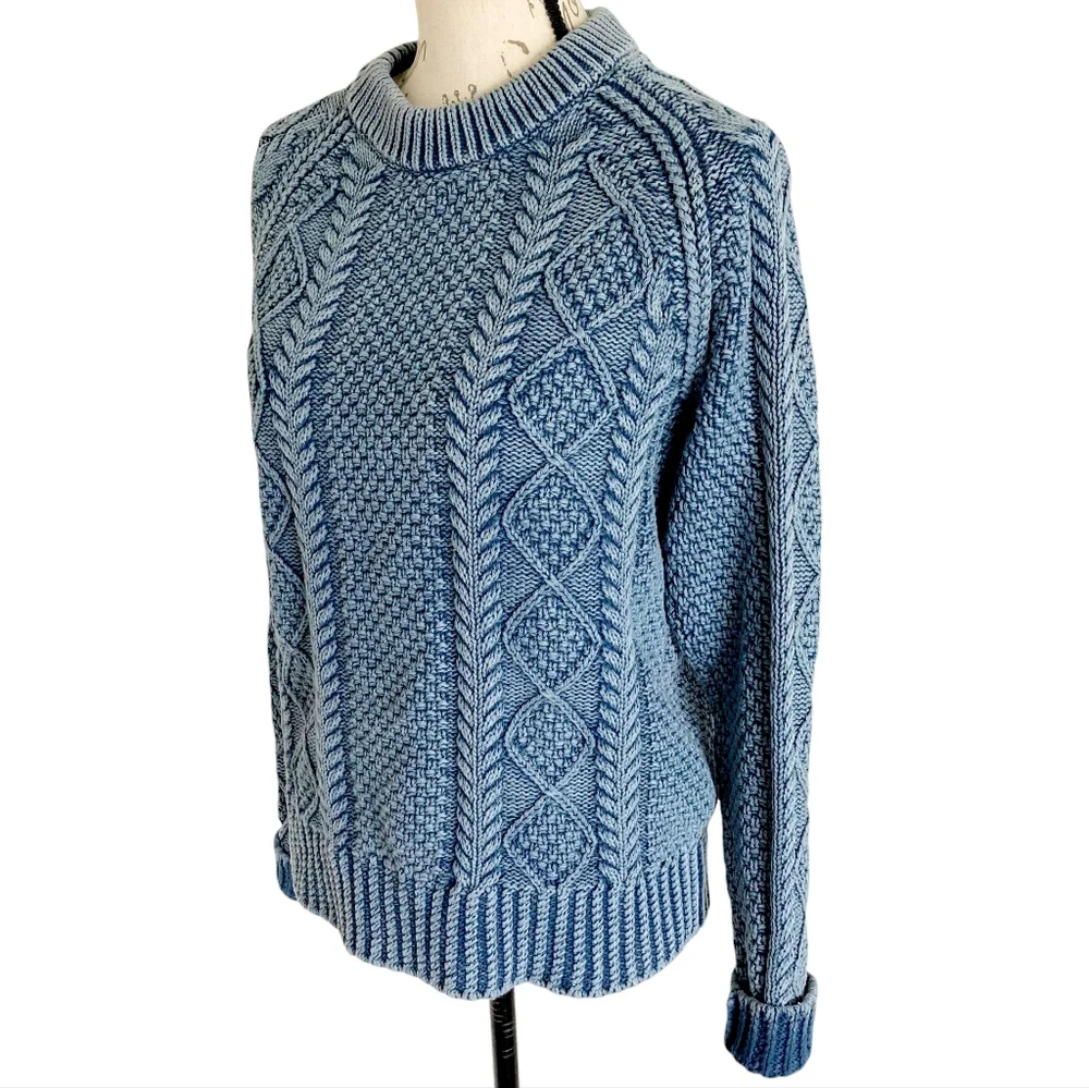 L.L. Bean Blue Cable Knit Sweater - Picture 8 of 13